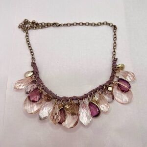 ✨ Vintage Pink Crystal Fringe Statement Necklace ✨